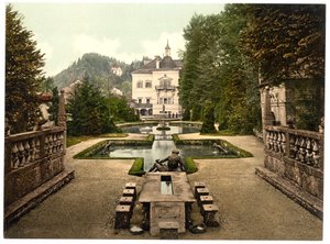 Schloss Hellbrunn nær Salzburg, pub. C 1890 - 1900 (kromolitografi) af English Photographer